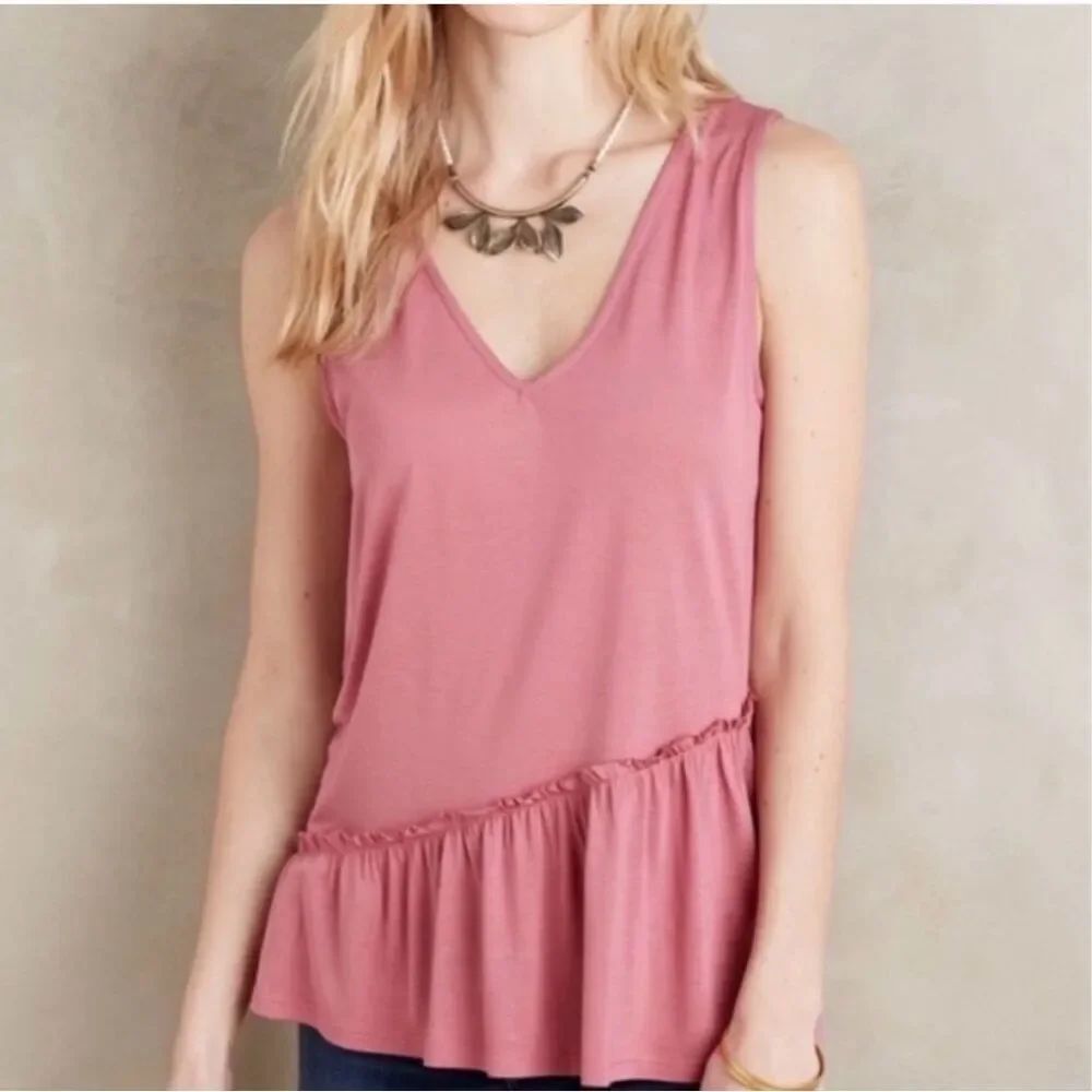 ✨Dolan Left Coast Pomona Ruffle Hem Peplum Pink Sz Medium Tank✨
